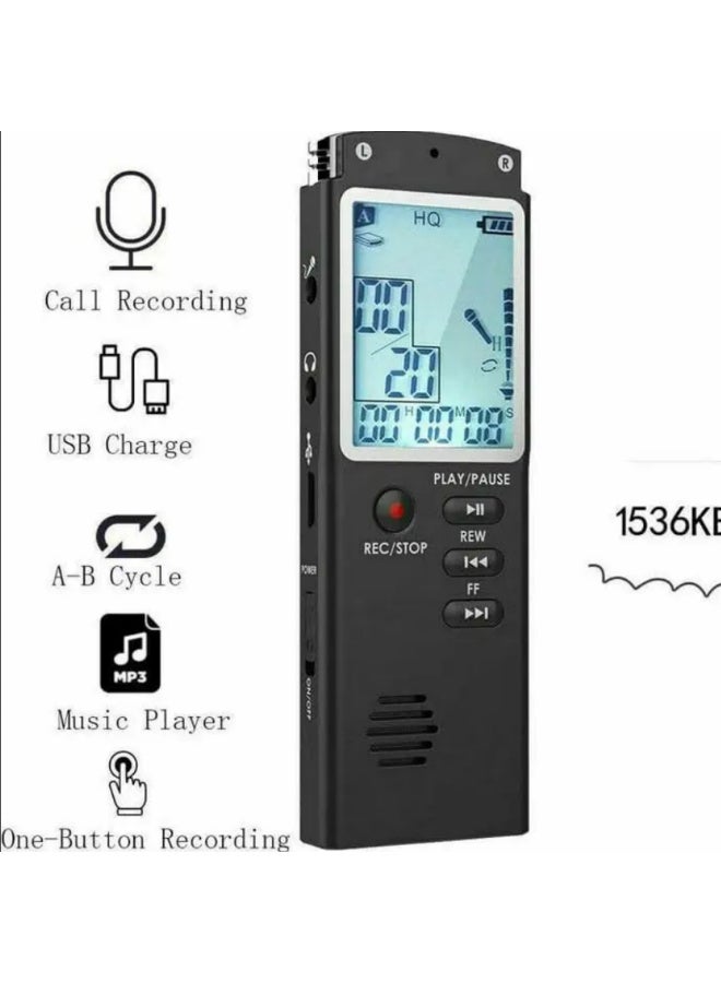 مسجل صوت 8 جيجابايت USB احترافي 96 ساعة ديكتافون مع تقليل الضوائد وتشغيل تنسيقات WAV وMP3 - Image 2